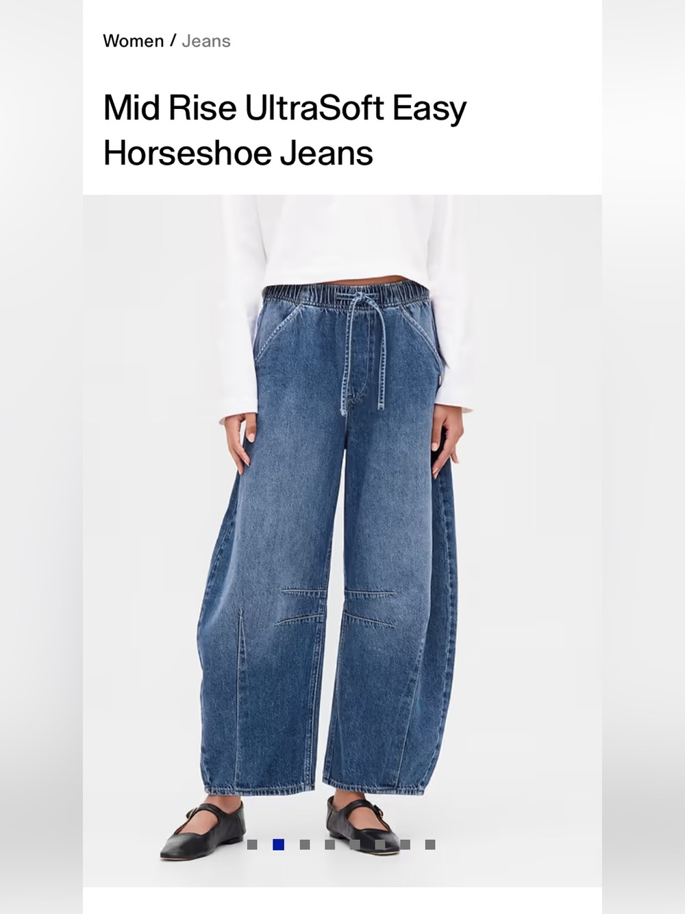 NWT Gap Mid-Rise UltraSoft Horseshoe (Barrel) Jeans ( SZ M)